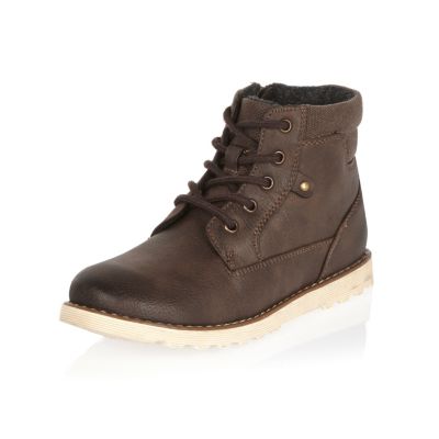 Boys brown cleated sole worker boots